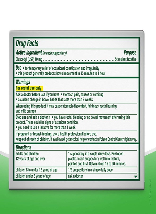 Dulcolax Stimulant Laxative Medicated Suppositories 16ct Fast Relief, Rectal Use Only, Bisacodyl 10mg - Image 2